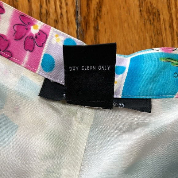 Silkland brand 100% silk tropical print lined ankle pants.  Size 12. - Picture 7 of 13